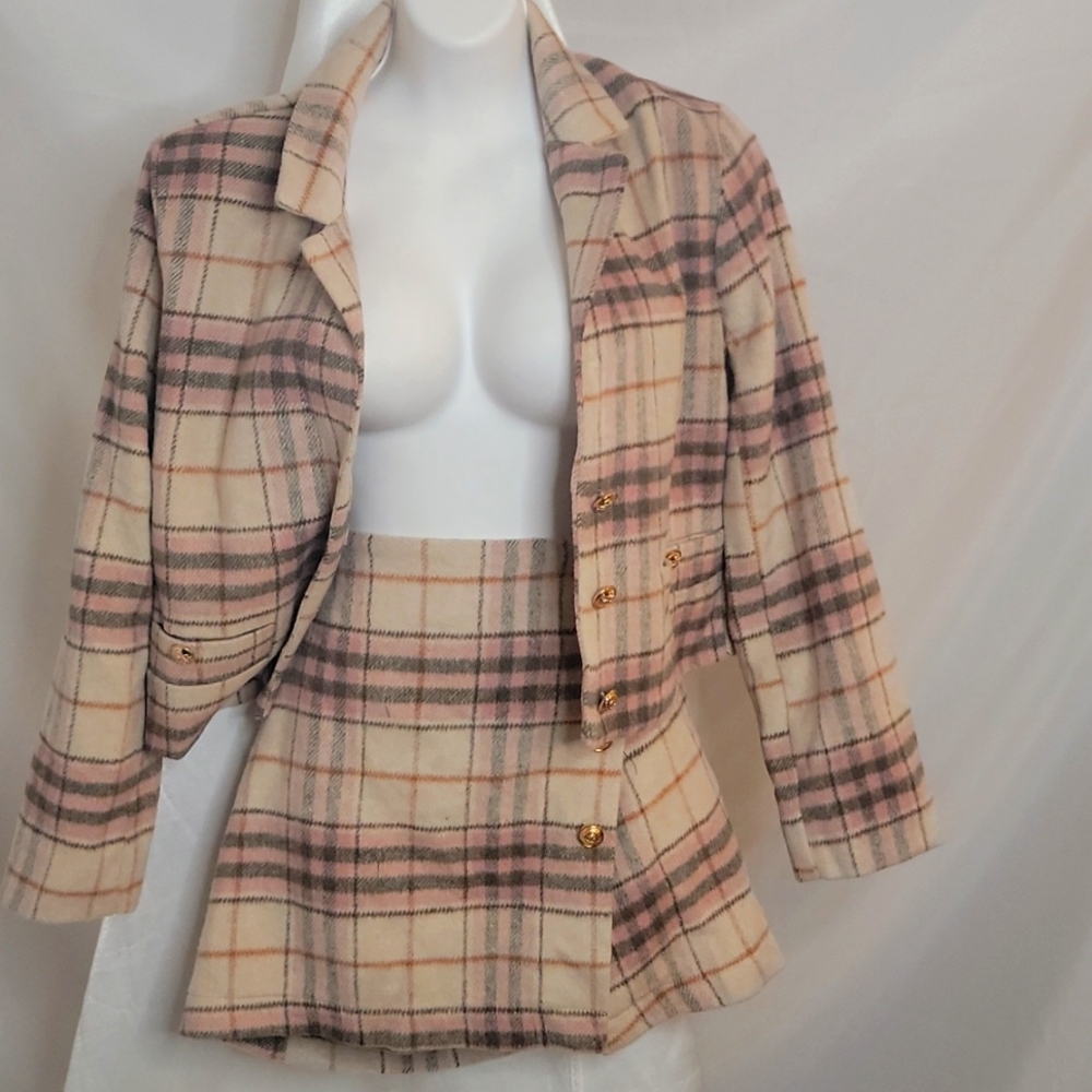 Plaid skirt set